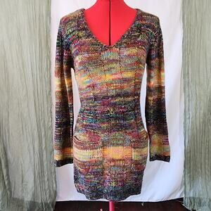 Ultra flirt Brown Autumn Short Sweater Dress with Long Sleeves Size M